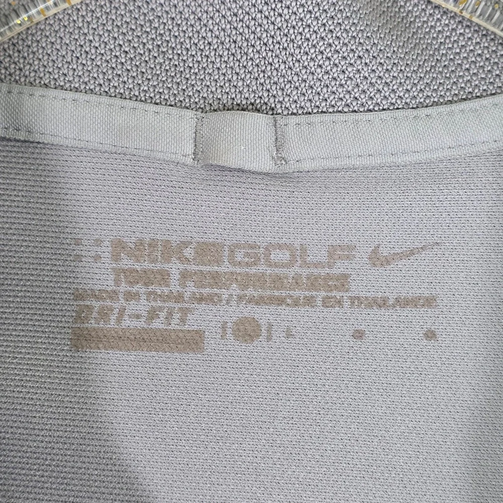 Nike Golf Men L Dri-Fit Short Sleeve Tour Performance Polo Shirt Gray Swoosh